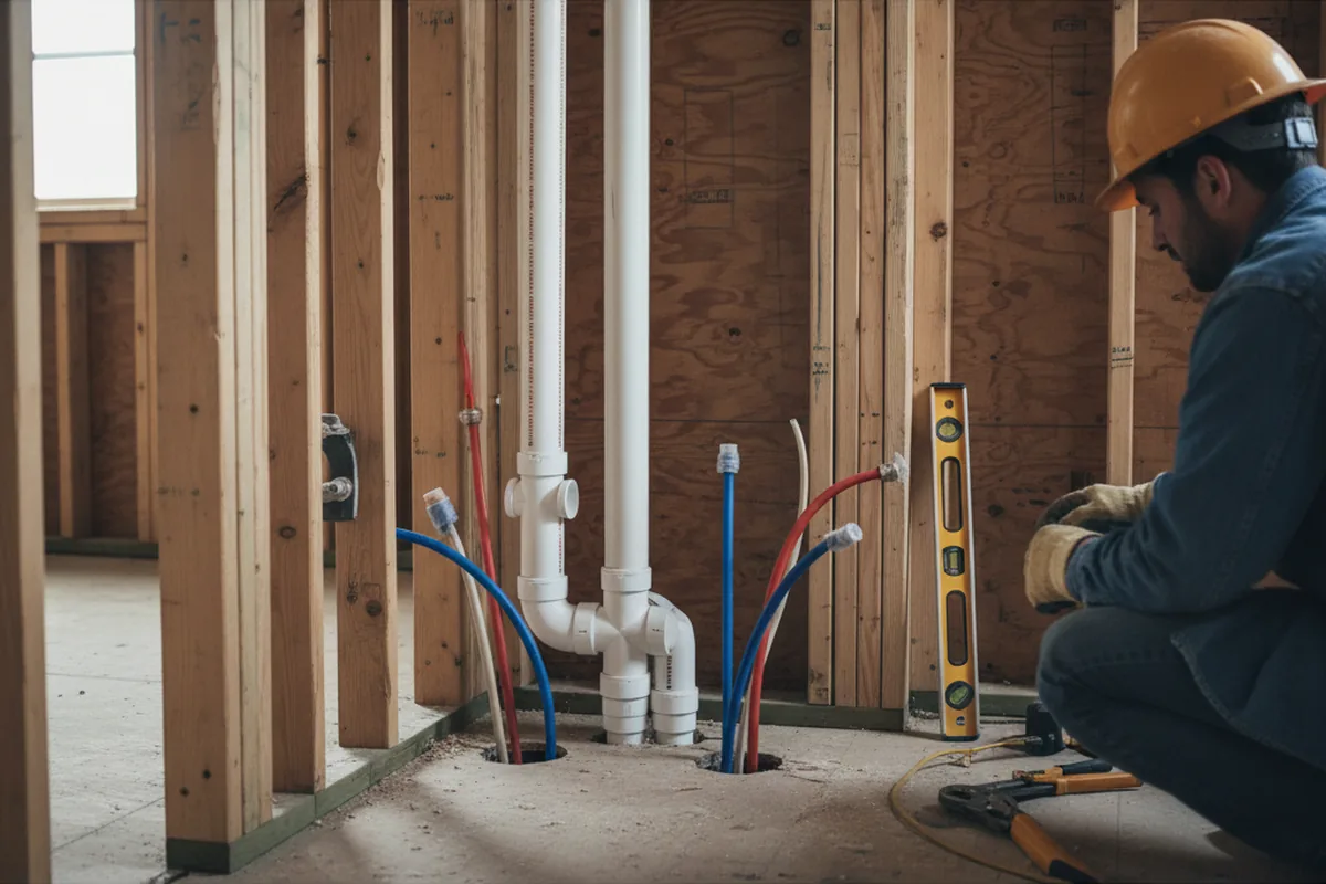 Drain and supply rough-in during Leak Detection in Newcomerstown