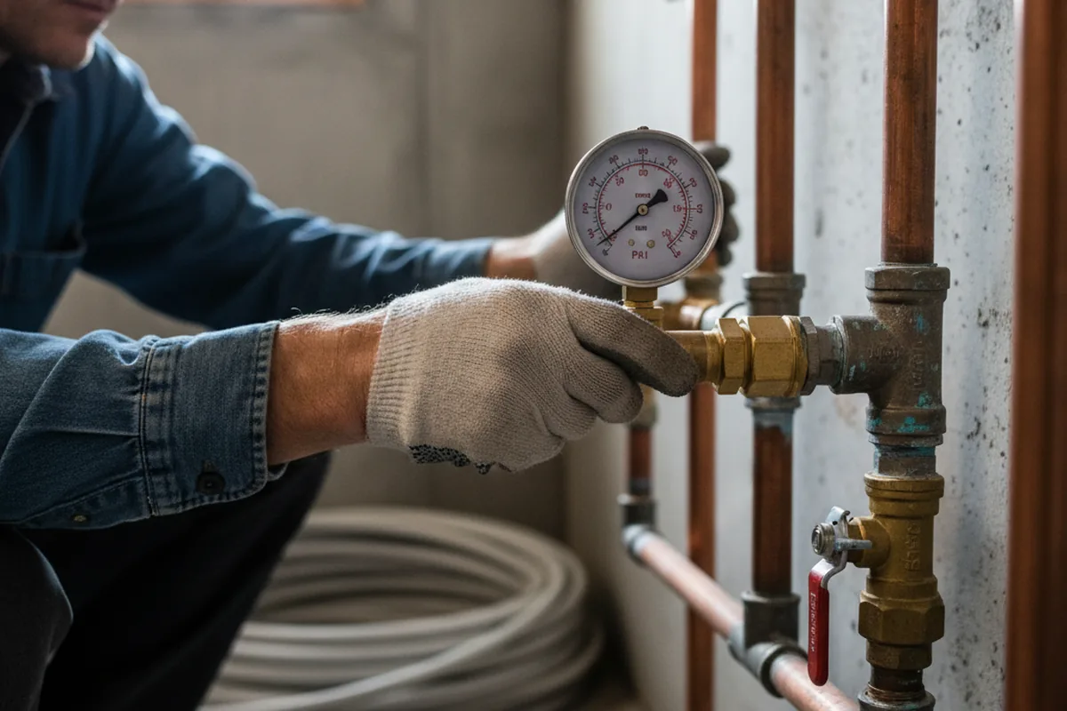 Pressure testing a repaired line during Water Line Repair in Newcomerstown